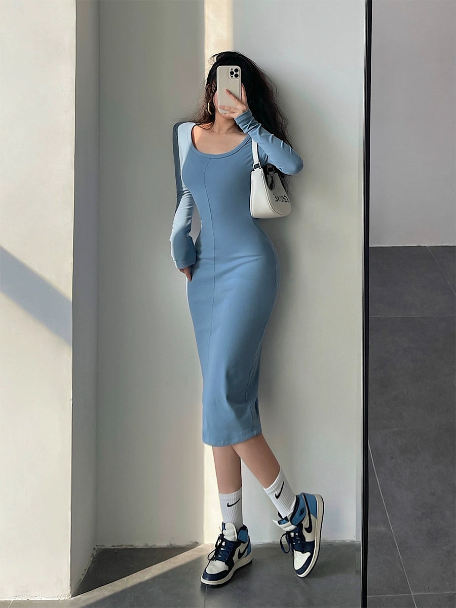 Fashion Sexy round Neck Skinny  Dress