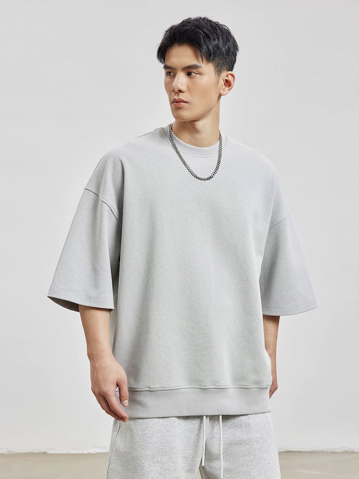 Casual Heavy Solid Color Short Sleeve