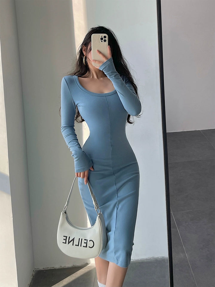 Fashion Sexy round Neck Skinny  Dress