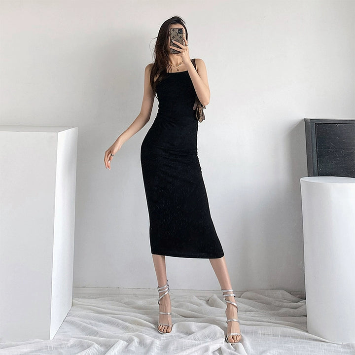 Black Tight Backless Overall Dress