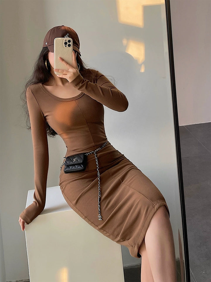 Fashion Sexy round Neck Skinny  Dress