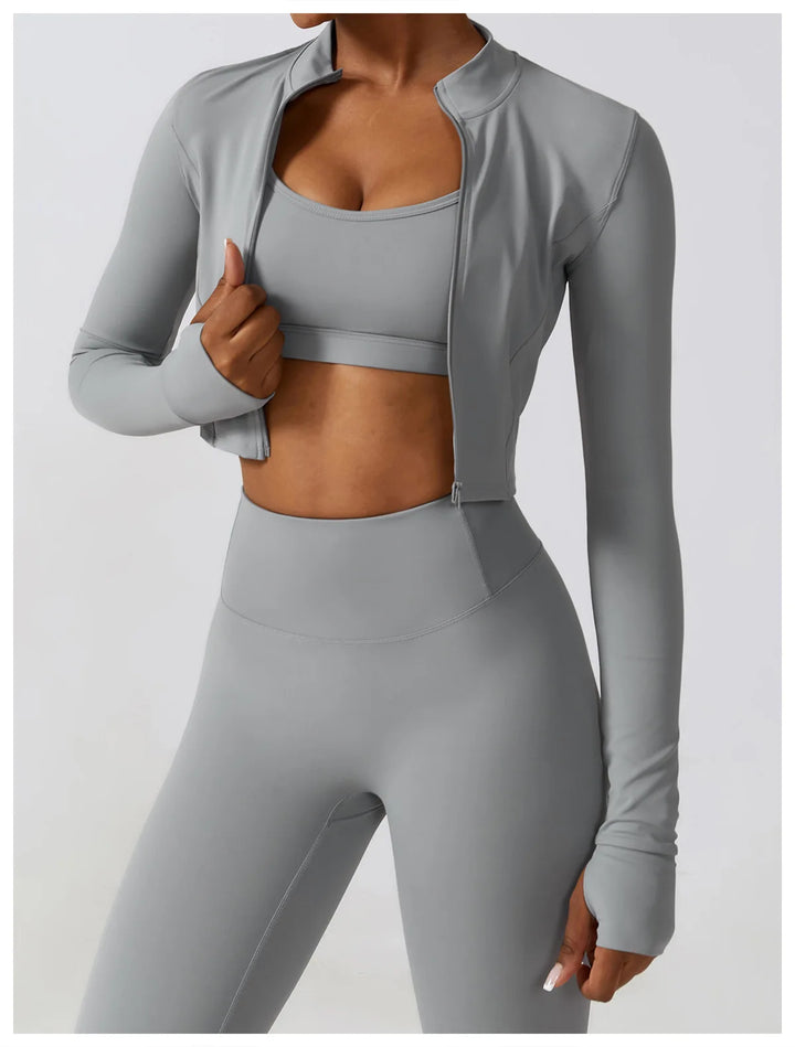 Women's Sportswear Yoga Set Workout Clothes Athletic Wear Sports Gym Legging 2/3PCS Fitness Bra Crop Top Long Sleeve Yoga Suit