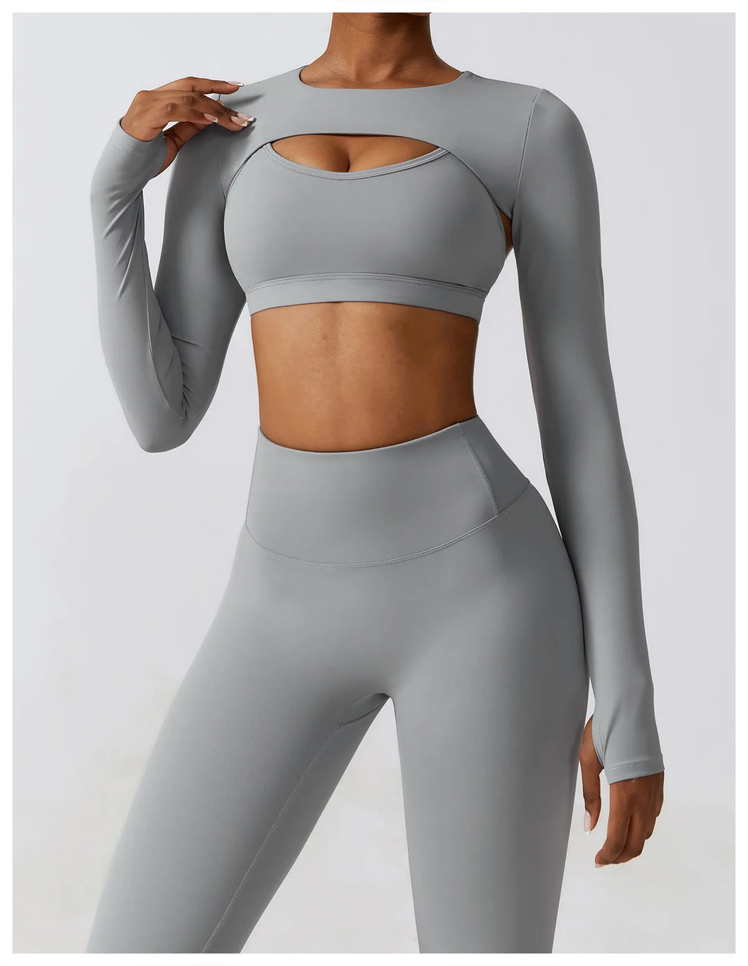 Women's Sportswear Yoga Set Workout Clothes Athletic Wear Sports Gym Legging 2/3PCS Fitness Bra Crop Top Long Sleeve Yoga Suit