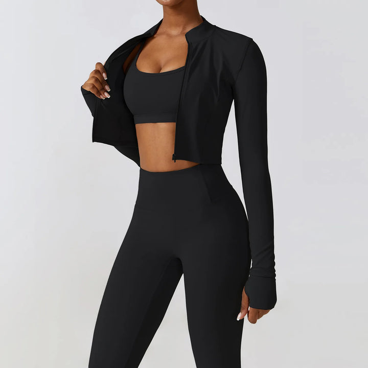 Women's Sportswear Yoga Set Workout Clothes Athletic Wear Sports Gym Legging 2/3PCS Fitness Bra Crop Top Long Sleeve Yoga Suit